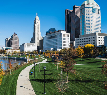 Daytime view of the skyline of Columbus, Ohio