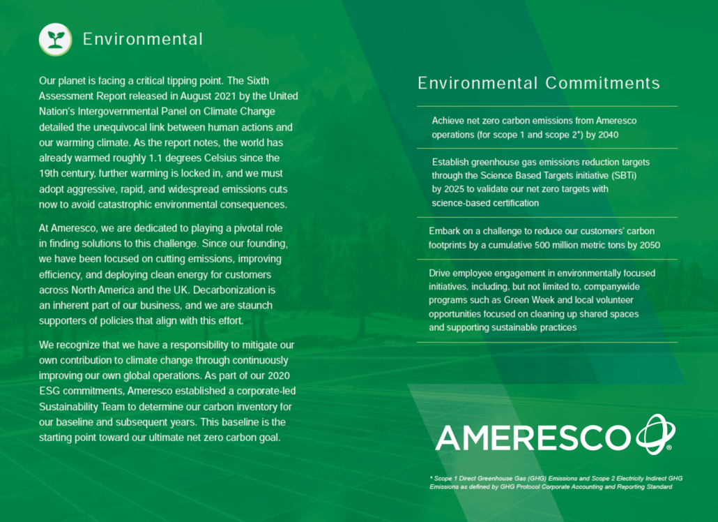 Our Environmental Commitment | Ameresco