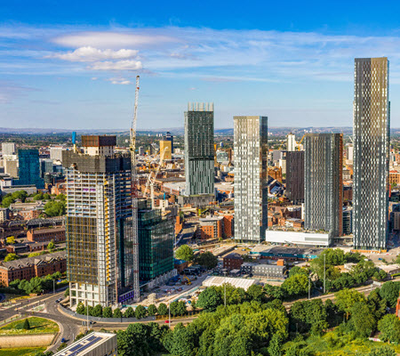 Daytime view of part of the skyline in Manchester, United Kingdom