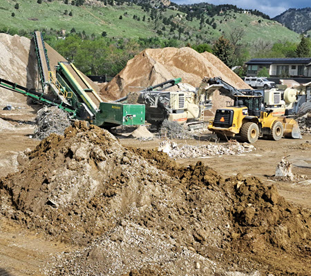 Daytime view of a rock crushing operation in Boulder Colorado