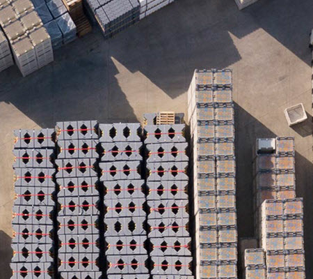 Daytime aerial view of packaging in storage at an IPL facility