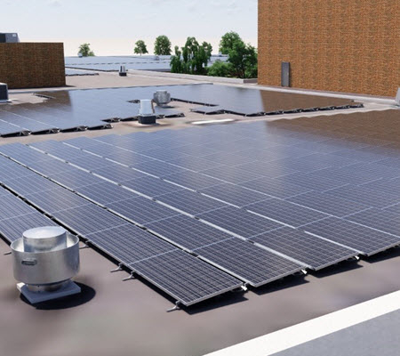 Rendering of a rooftop solar system at Joint Base McGuire-Dix