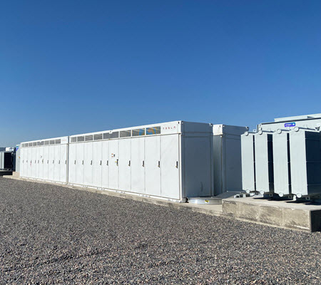 Daytime view of a battery energy storage system enclosure operated by United Power in Colorado