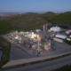 Aerial view of a renewable natural gas plant in Keller Canyon California at dusk